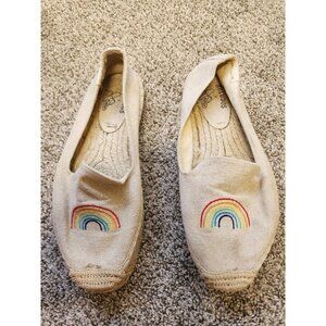 Soludos x Ashkhan tan rainbow espadrilles 8.5